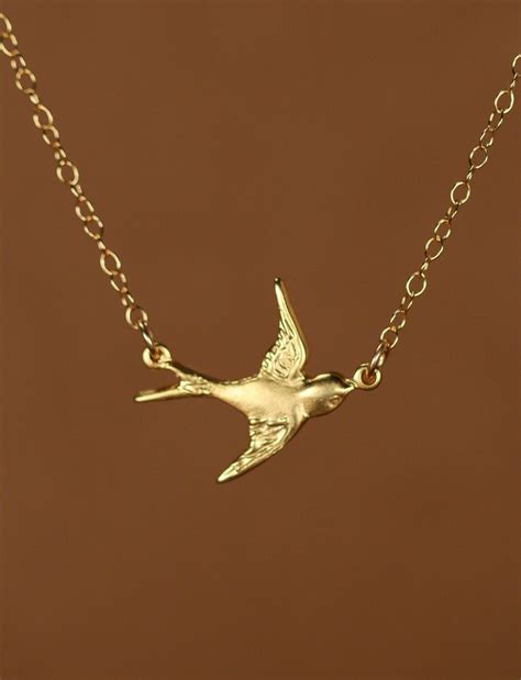 Dainty Sparrow Necklace Gold Bird Pendant Flying Bird Jewelry