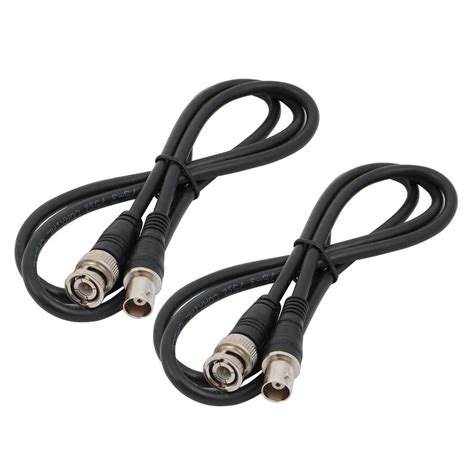 2pcs Bnc Male To Female Plug Video Coaxial Extension Cable Black 33ft Long