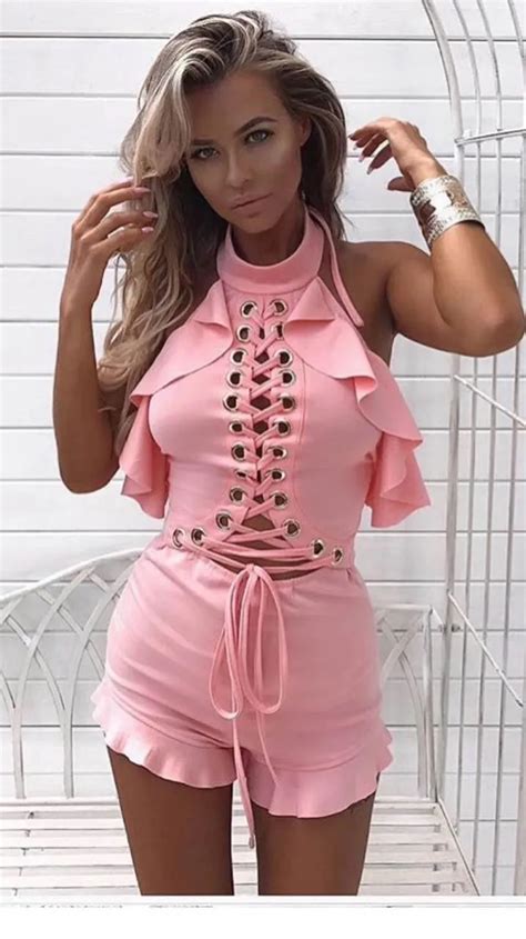 2018 Summer New Arrival Playsuit Sexy Women Halter Rompers Celebrity