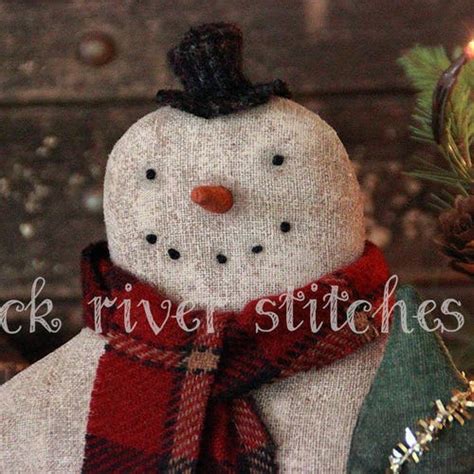 Pattern Primitive Christmas Standing Snowman Doll Pdf Pattern Etsy