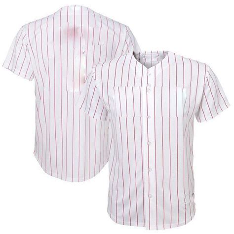 Youth And Adult Pinstripe Button Front Baseball Jersey Whitered