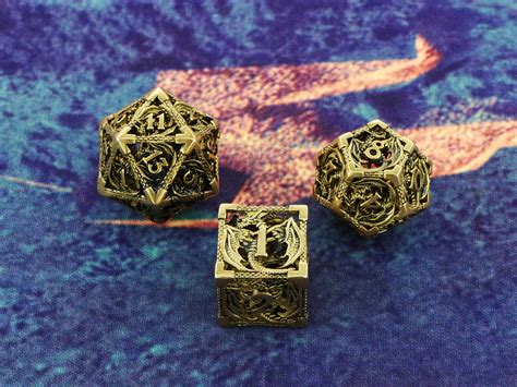 Metal Dnd Dice Set Dandd Hollow Polyhedral Dragon Dice Set For Etsy