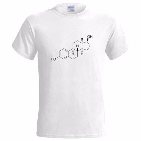 Men T Shirt 100 Cotton Print Shirts Estrogen Molecular Structure Mens T Shirt Sex Hormone Geek