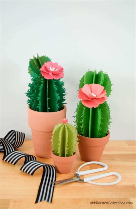 Paper Cactus Tutorial And Templates 3d Paper Cactus Craft Cactus