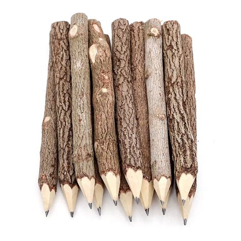 Wooden Tree Rustic Twig Pencils Unique Birch Of 12 Camping Etsy