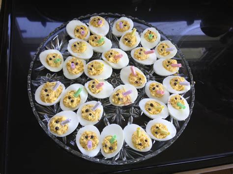 Deviled Eggs Baby Shower Jajka Faszerowane Oliwkami W Kształcie Sowy