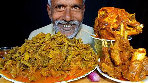 Asmr Eating Oily Mutton Boti Curry Spicy Mutton Kosha Mutton Head