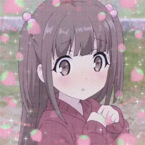 Download Cute Anime Girl Pfp Onnanoko Strawberries And Hearts Wallpaper
