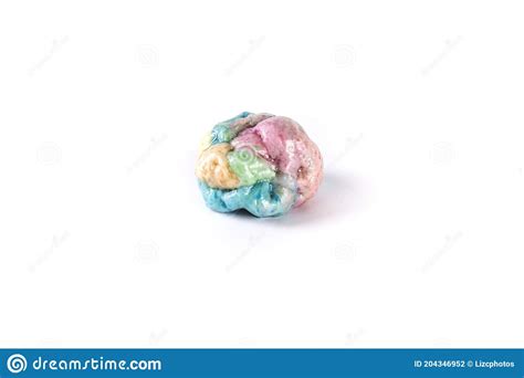 Distinct Multicolored Patchwork Piece Of Chewed Bubble Gum Isolated On