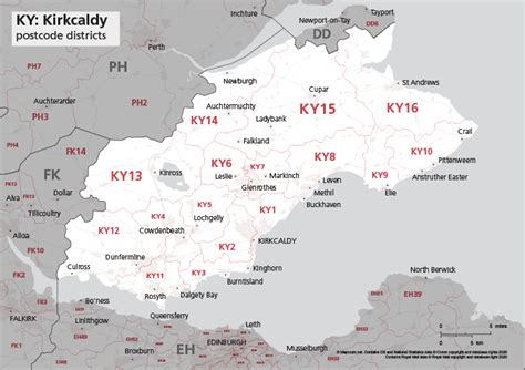 Map Of Ky Postcode Districts Kirkcaldy Maproom