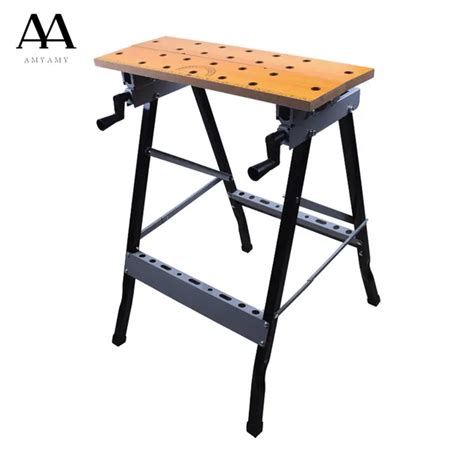 Amyamy Folding Work Bench Steel Table Garage Portable Tool Fold