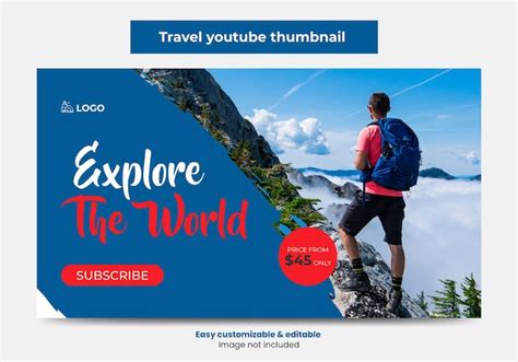 Premium Vector Travel Agency Youtube Thumbnail Design And Web Banner