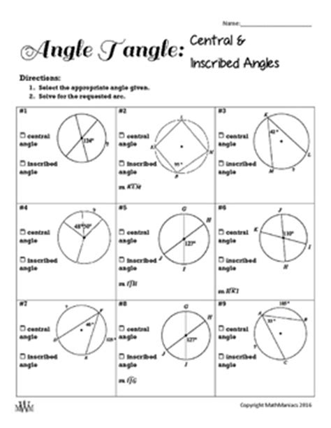 Angle Tangle: Central & Inscribed Angles by Math Maniacs TpT.