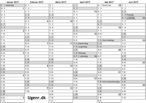 Kalender For 2017 Med Helligdage Og Ugenumre Ugekalender Online