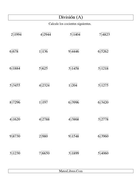 Ejercicios De Matematicas Divisiones De Dos Cifras Para Imprimir Conocimientos Generales