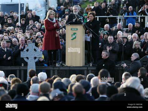 Left To Right Sinn Fein S Michelle O Neill Gerry Adams And Mary Lou McDonald Speak At Derry