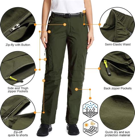 Unitop Womens Hiking Pants Quick Dry Lightweight Convertible Cargo