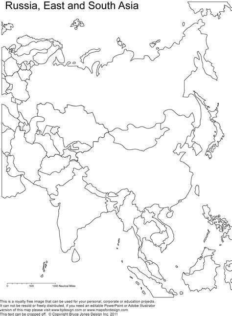 Russia And Asia Blank Printable Map Royalty Free Geography Map