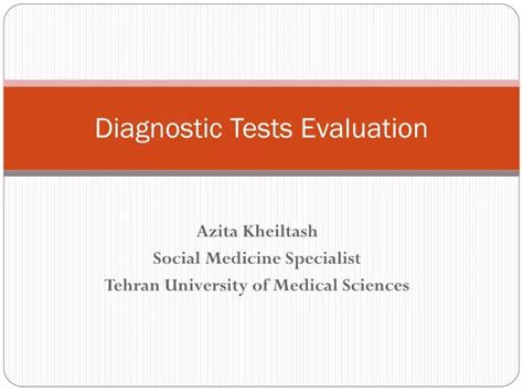 Ppt Diagnostic Tests Evaluation Powerpoint Presentation Free
