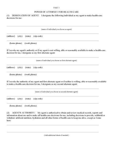 Printable Medical Power Of Attorney Form Printable Forms Free Online