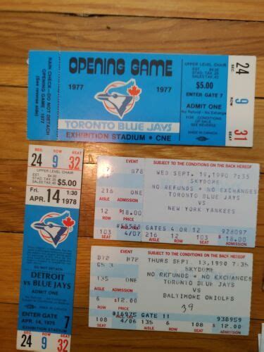 Ebay Toronto Blue Jays Ticket Stubs Inaugural Game 1977 To 1990s In