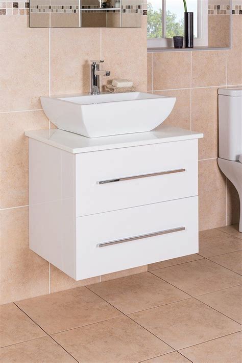 White 600 Mm Wall Hung Vanity Basin Sink Unit 2 Drawer Countertop Wash Basin 5055653262461 Ebay