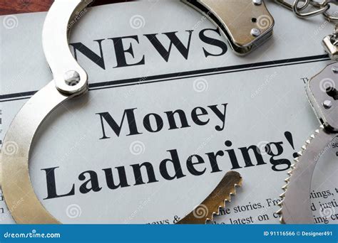 Newspaper with Title Money Laundering. Stock Photo - Image of money