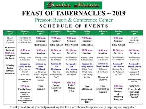 Feast Of Tabernacles 2019