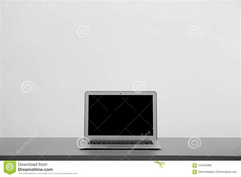 Modern Laptop With Blank Screen On Table Stock Photo Image Of Front