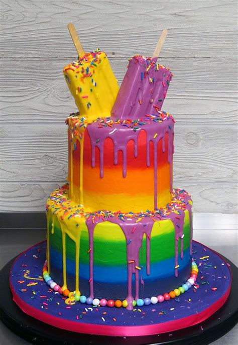 Melted Ice Cream Rainbow Cake Candy Birthday Cakes Amazing Cakes Rainbow Birthday Cake