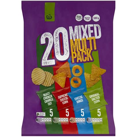 Woolworths Chips Variety Pack 20 Pack 380g Woolworths