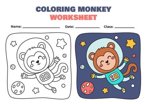 Free Kindergarten Monkey Coloring Worksheet Template