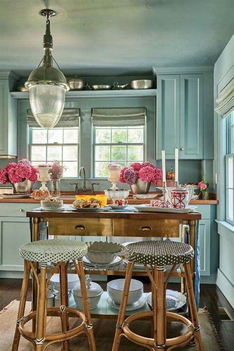 Incredible Blue Shabby Chic Kitchen With Low Cost Home Decorating Ideas