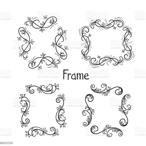 Set Of Frame Curls And Scrolls Element Stock Illustration Download
