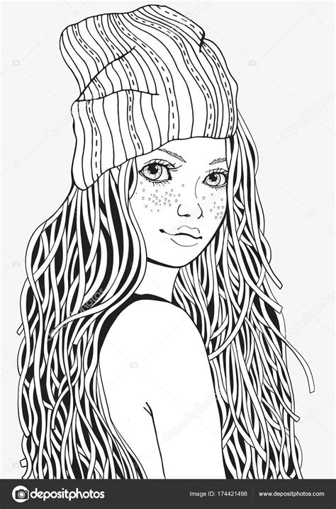 Cute Girl Coloring Book Page Stock Illustration By ©