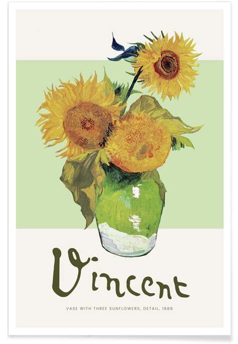 Signed Vincent Vase With Three Sunflowers Poster JUNIQE
