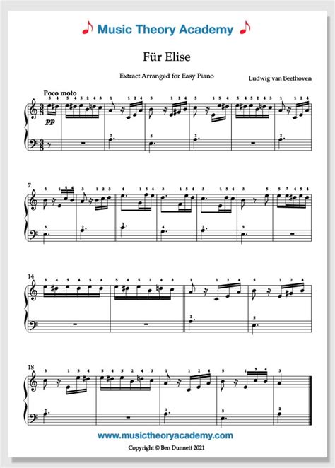 Fur Elise Music Theory Academy Free Easy Piano Sheet Music Pdfs