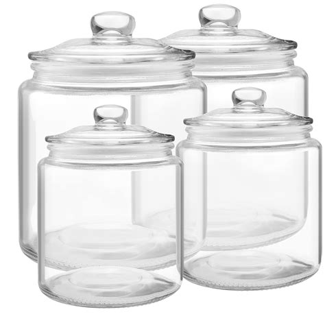 Glass Cookie Jar 2x 1 2 Gallon 64oz And 1 4gallon 32oz Glass Apothecary Jars With Lids