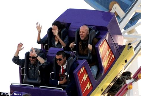 Bruce Willis Screams With Joy On A Roller Coaster As He Visits