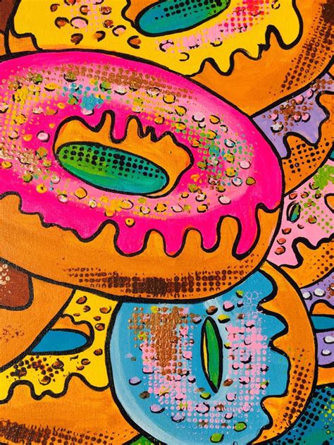 Original Art Painting Pop Art Donuts On Canvas 40 X 30 Cm Etsy