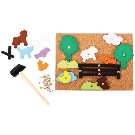 Bigjigs Hammer And Nail Farm Pin A Shape Buy Toys From The Adventure