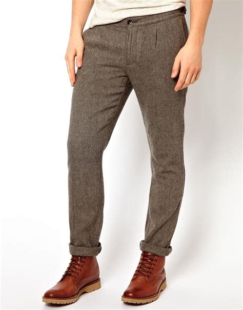 Lyst Asos Farah Vintage Wool Pants In Gray For Men