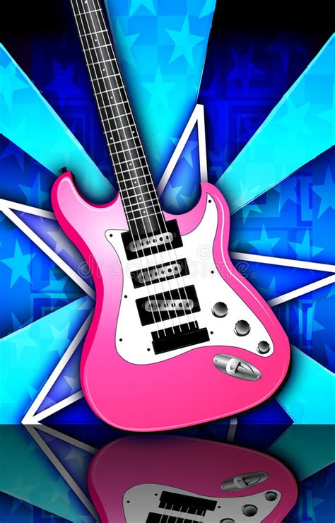 Star Burst Pink Rock Guitar Illustration Stock Illustration