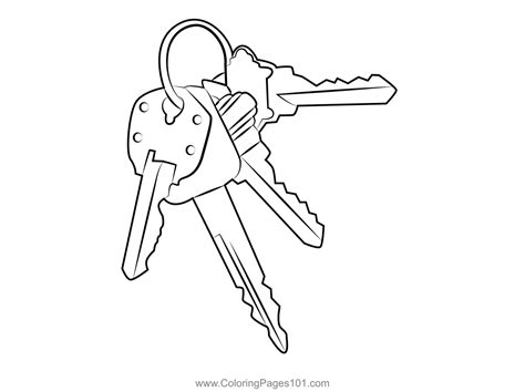 Keys Stock Coloring Page For Kids Free Everyday Objects Printable