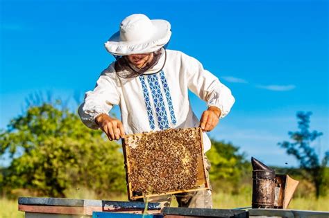 Premium Photo Young Beekeeper Working In The Apiary Beekeeping