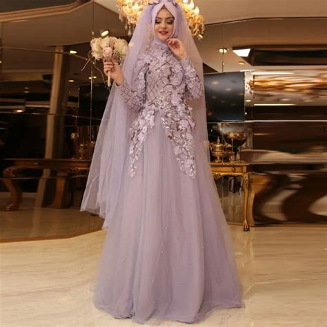 Muslim Bridal Dresses Robe De Soiree 2016 Wedding Gown Floral Hijab Islamic Turkish Traditional