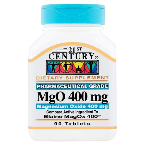 21st Century Mgo Magnesium Oxide Tablets 400 Mg 90 Count Walmart