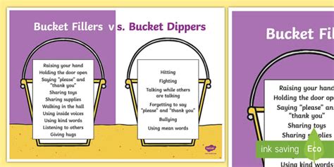 Bucket Filler Vs Bucket Dipper Display Poster Bucket Dipper