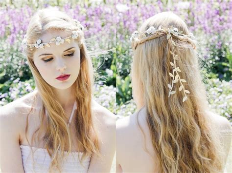 Olympic White Rose And Gold Leaf Flower Crown Grecian Flower Crown