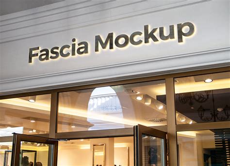 shop  fascia backlit logo mockup psd good mockups
